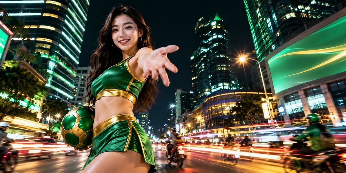 Giao diện ứng dụng 954 trên điện thoại tại khu giải trí Hà Nội về đêm